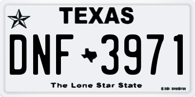 TX license plate DNF3971