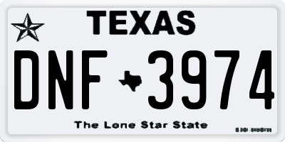 TX license plate DNF3974