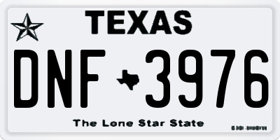 TX license plate DNF3976