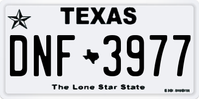 TX license plate DNF3977