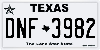 TX license plate DNF3982