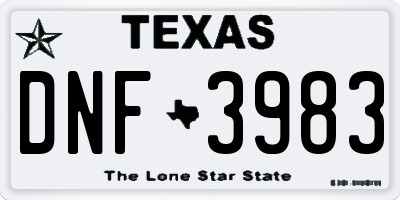 TX license plate DNF3983