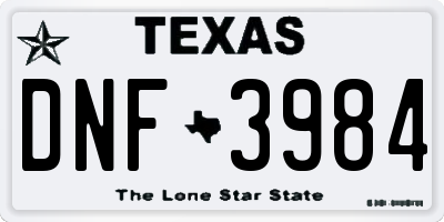 TX license plate DNF3984