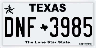 TX license plate DNF3985