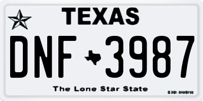 TX license plate DNF3987