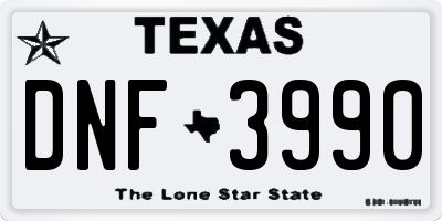TX license plate DNF3990