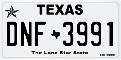 TX license plate DNF3991
