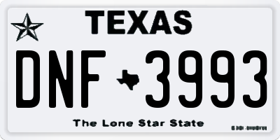 TX license plate DNF3993