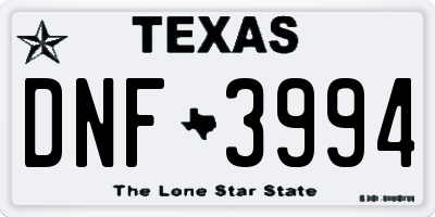 TX license plate DNF3994