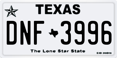 TX license plate DNF3996