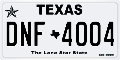 TX license plate DNF4004