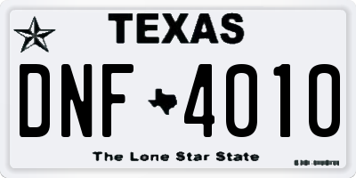 TX license plate DNF4010