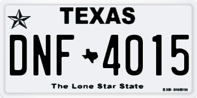 TX license plate DNF4015