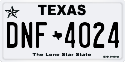 TX license plate DNF4024
