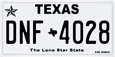TX license plate DNF4028