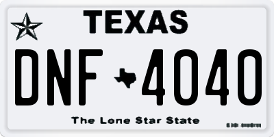 TX license plate DNF4040