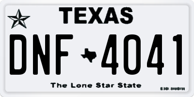 TX license plate DNF4041
