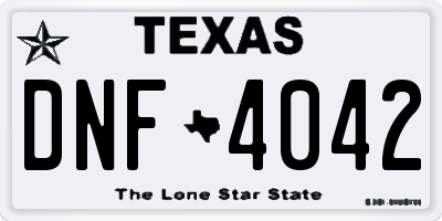 TX license plate DNF4042