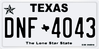 TX license plate DNF4043