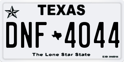 TX license plate DNF4044