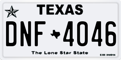 TX license plate DNF4046