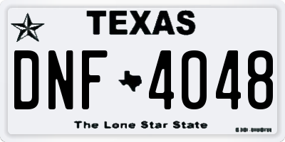 TX license plate DNF4048