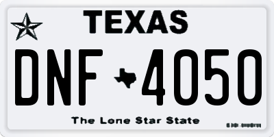 TX license plate DNF4050