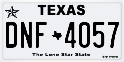 TX license plate DNF4057