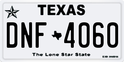 TX license plate DNF4060