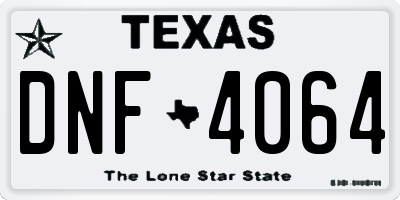 TX license plate DNF4064