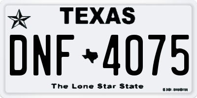 TX license plate DNF4075