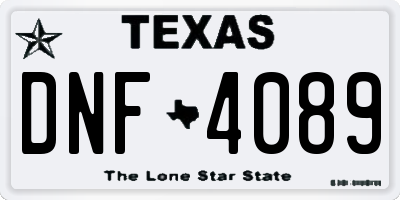 TX license plate DNF4089