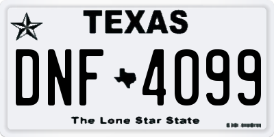 TX license plate DNF4099