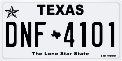 TX license plate DNF4101