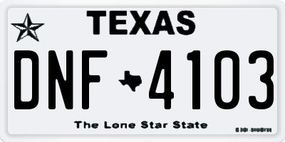 TX license plate DNF4103