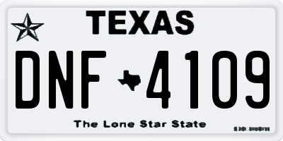 TX license plate DNF4109
