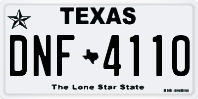 TX license plate DNF4110
