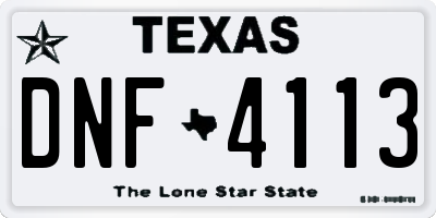 TX license plate DNF4113