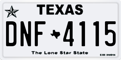 TX license plate DNF4115