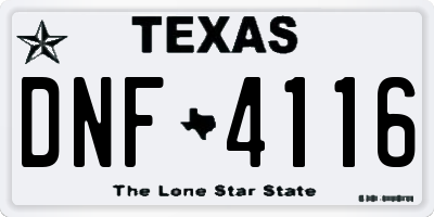 TX license plate DNF4116
