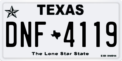 TX license plate DNF4119