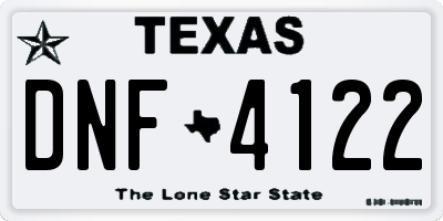 TX license plate DNF4122