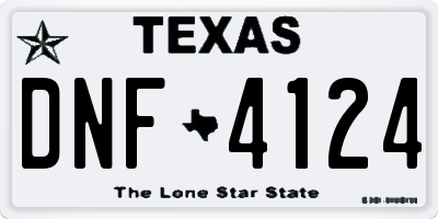 TX license plate DNF4124