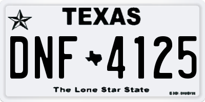 TX license plate DNF4125