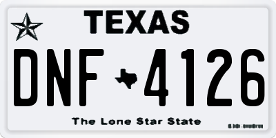TX license plate DNF4126