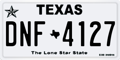 TX license plate DNF4127