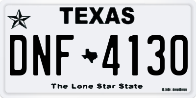 TX license plate DNF4130