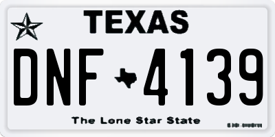TX license plate DNF4139