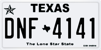 TX license plate DNF4141