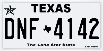 TX license plate DNF4142